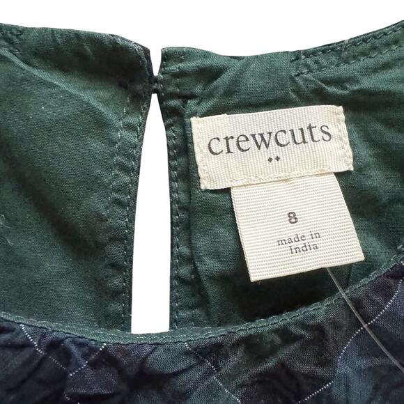 Crewcuts J. Crew Plaid Dress Girls 8 Blue Green Shimmer Holiday Christmas NWT - Picture 3 of 16